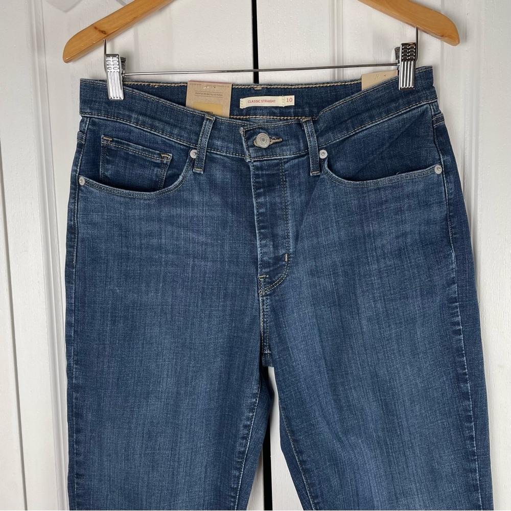 Levi's Classic Straight Jeans Women’s 10 Blue (W30 L30) Mid Rise Hypersoft Denim - Picture 2 of 14